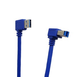 Seadream Angled USB3.0 Printer Cable; 2Pack SuperSpeed USB 3.0 A Male Plug 90 Degree Angle to USB 3.0 B Male Cable, 1 ft / 30cm