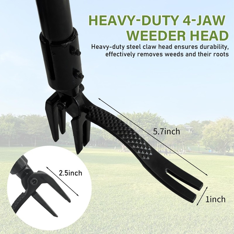 Socpuro 63" Weed Puller Tool with Extended Handle, 4 Claw