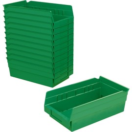 Akro-Mils 30130 Plastic Shelf Bins, Heavy Duty Storage Bins for Garage, Closet, and Drawer Organization, 12-Inch x 6-1/2-Inch x 4-Inch, Green, 12-Pack