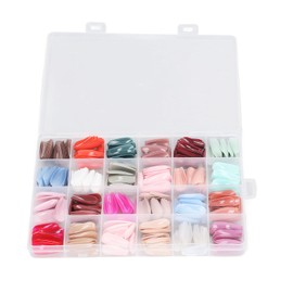 Pack of 576 Artificial Nail Tips, Acrylic False Nail Tips, Fake Coffin Nail, Colour Mixing, Various Sizes, Ballerina False Nails, for Dipping Powder