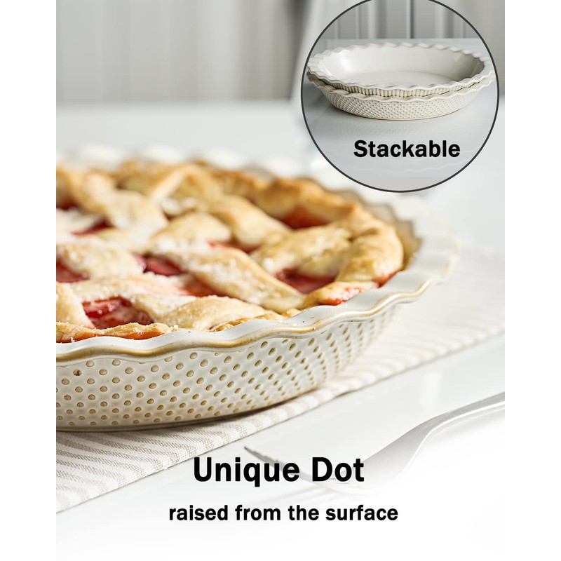 getstar Ceramic Pie Pan, 9 inch Pie Dish for Baking,
