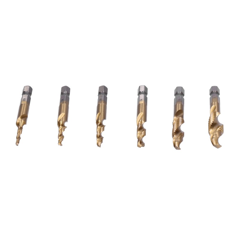 6Pcs Hex Shank Drill High Speed Steel Tap Chamfer Spiral