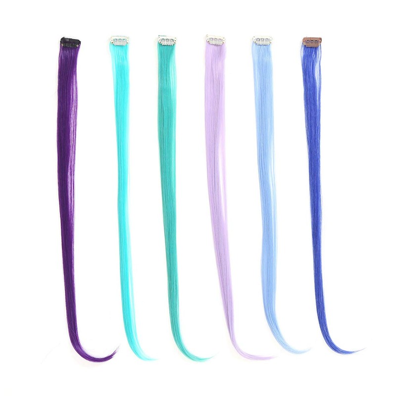Prettyland - GHW08 colorful multi-colored 12-piece hair extension set hairpiece