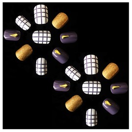 O2 Salon 5635C Full Cover Graphic Design Acrylic Fake False Nails Art Tips for Nail salon, Girls, Women, Bridal Wedding Dating Party (48 pcs/ 2 set)