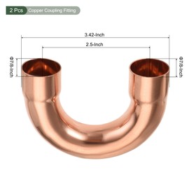 YOKIVE 2 Pcs U Shape Copper Fitting, Plumbing 180 Degree Elbow Copper Tube Pipe Fitting Welding Joint Connector, Great for HVAC, Air Conditioner (7/8" ID)