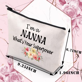 PLITI Grandma Cosmetic Bag I'm A Nanna What's Your Superpower Grandma Birthday Gift Mothers Day Gift for Grandma Gift(Nanna powerU)