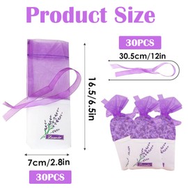 30 Pcs lavender bags empty, Lavender Bags, Empty Drawstring Sachets for DIY, Wardrobe Freshener, Jewelry Storage, Travel Companion, 7x16.5x30 cm