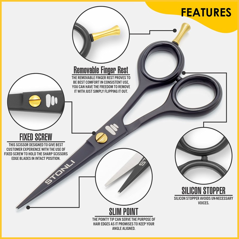 STONLI® 5" Beard and Moustache Scissors with Comb & Pouch