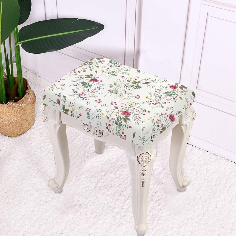 Luarisgur Floral Rectangle Stool Cover 2 Pack Bar Stool Covers