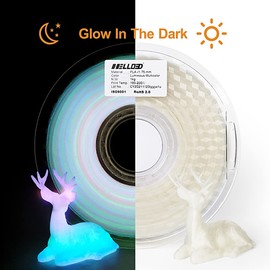 HELLO3D Glow in The Dark Multicolor Rainbow PLA Filament,Luminous Multicolor PLA Filament 1.75mm Each 5m Fast Color Gradually Changed 3D Printer Material 1KG (2.2lbs) 1 Spool, No Bubble,Tangle-Free