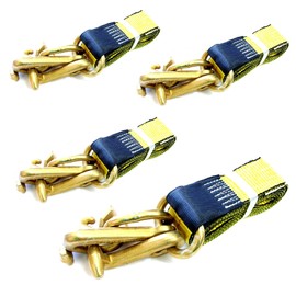 GRIPON (Pack of 4) 2 inch Auto Tie Down Strap with G70 RTJ Cluster Hook - 8 ft. Length