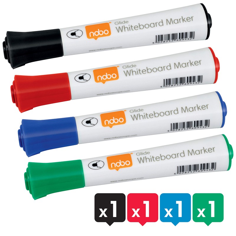 Nobo Glide Drywipe Whiteboard Pens, 2 mm Bullet Tip, Pack