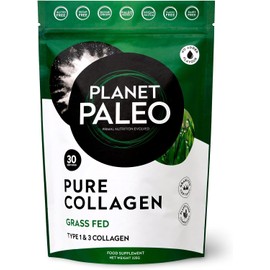 Planet Paleo Pure Collagen Powder (30 Servings, 225g) | for Healthy Skin, Joints, and Gut Health | Grass Fed, Non-GMO and Gluten-Free Bovine Collagen