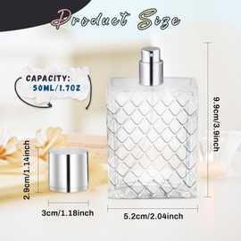 Mirrline 6 Pcs 50ml/1.7oz Glass Perfume Bottles Refillable Spray Bottle Travel Size Makeup Container Atomizer for Essential Oil Liquid - Silver