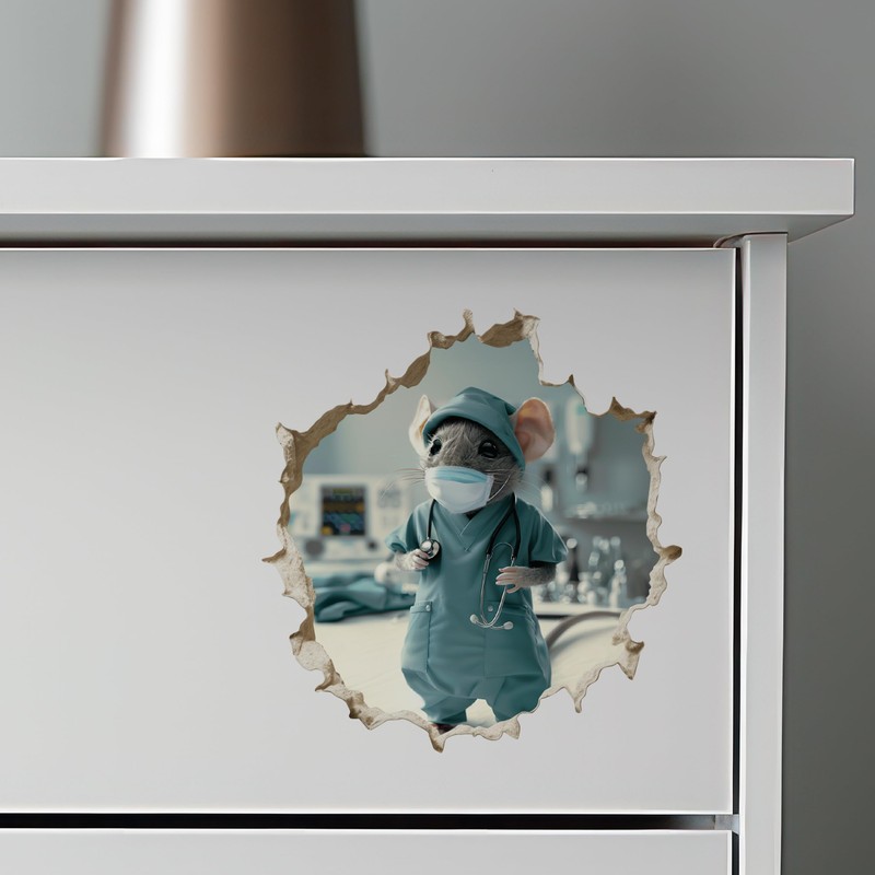 Doctor Nurse Surgeon Medical Mouse - Mouse Hole Wall Sticker
