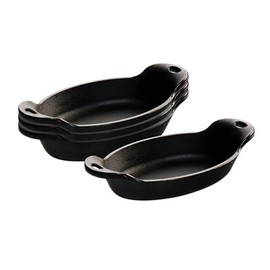 Lodge Oval Cast Iron Mini Server - Heat-Treated - Perfect Size for Dips, Desserts & Appetizers - Great for Home & Restaurant Use - 9 Ounce (Pack of 4)