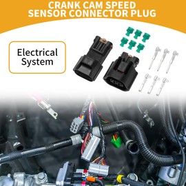 Partuto 3 Pin Crank Cam Speed Sensor Connector Plug - Car Male Female Wire Terminal Connector - for Mitsubishi Evo Plastic Black - 1 Set