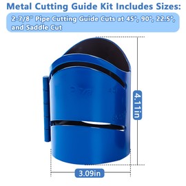 Sthovd Metal Cutting Guide Kit 2-7/8" Cuts at 45°, 90°, 22.5°, and Saddle Cut Metal Pipe Cutting Guide-1P