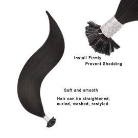 Real Hair Bondings U-Tip Hair Extensions Real Hair Keratin Bondings Real Hair 45 cm Remy Real Hair Extensions Bondings (50 g #1B Natural Black)