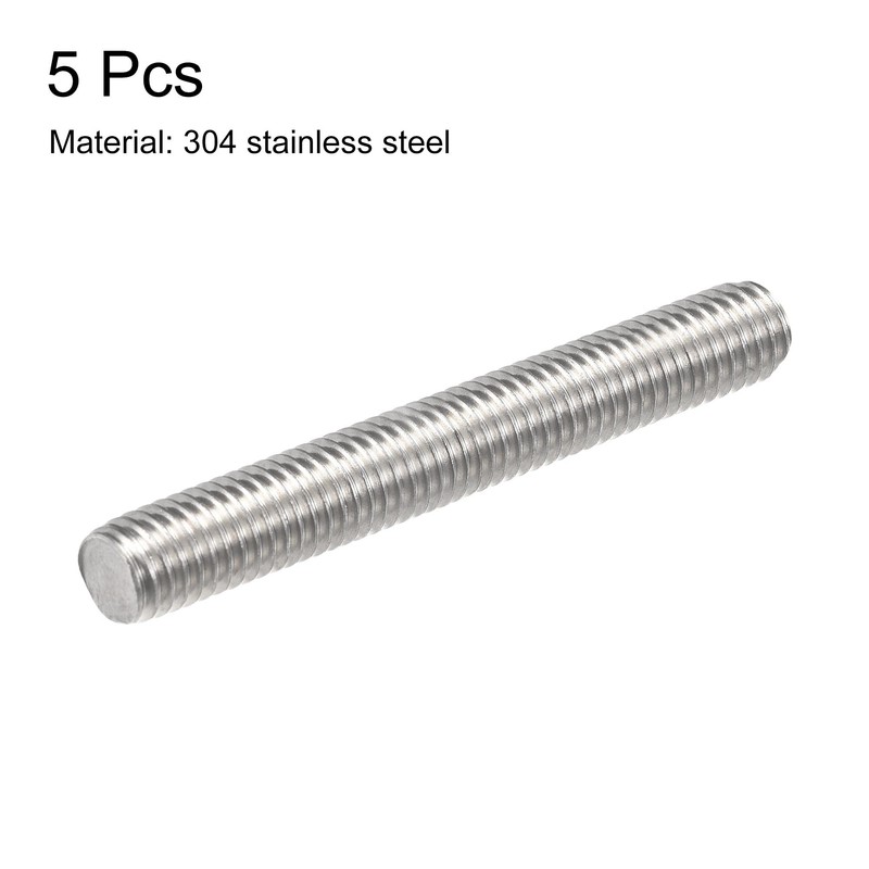 sourcing map 5Pcs M8 x 60mm Fully Threaded Rod 304