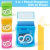OFFCUP Pencil Sharpeners, 4pcs Double-Hole Pencil Sharpener with Container, Manual