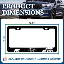 LIN KANG Mama Bear License Plate Frame Animal Mountain Forest License Plate Holder Universal Stainless Steel Auto Parts Rust-Proof Waterproof Car Decorative Tag Frame for Standard US 12x6 Inch