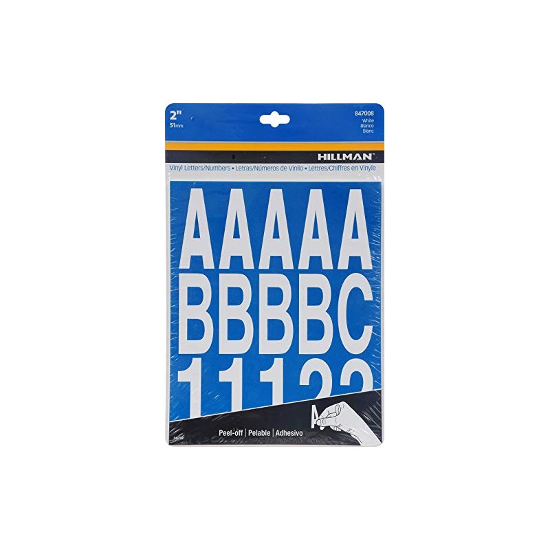 Hillman 847008 Die-Cut Letters/Numbers Kit, White, 2-Inch
