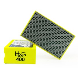 HXIN Diamond Hand Polishing Pad Diamond Sanding Block Foam Backed Diamond Sponge Sanding Pads for Wet or Dry Grinding polishing for Granite Marble Stone Tile Glass Ceramic (1, 400# Cubic)