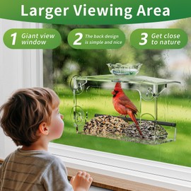 TC-DCDM Window Bird Feeder for Outdoors-Clear Acrylic Window Bird Feeders with Strong Suction Cups and Removable Seed Tray,Transparent Birdhouse for Viewing Wild Birds, Ideal Outside Gardening Gifts
