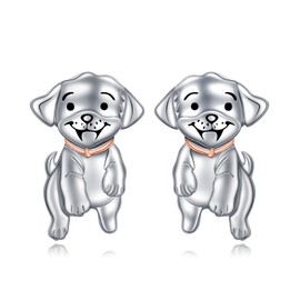 JZMSJF S925 Sterling Silver Dog Earrings Animal Stud Earrings Cute Panda Bunny Cat Puppy Dangle Earring Animal Jewelry Gifts for Women