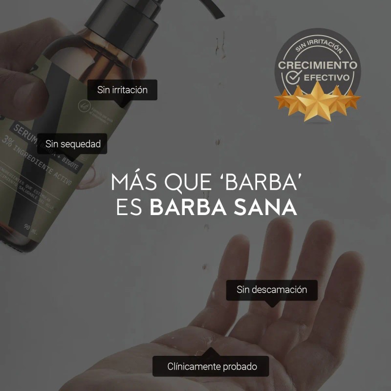 Serum Para Crecimiento Barba Bigote Al 3% 90ml Con Biotina