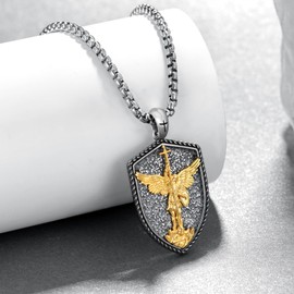 Zaruiqun Saint Michael Necklace for Men 925 Sterling Silver Archangel Michael Necklace Saint Michael Medals Protection Jewelry Gifts for Men Father Husband