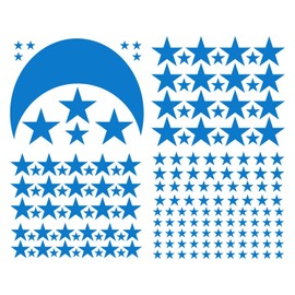 Moon and Stars Wall Decal Vinyl Sticker for Kids Boy Girls Baby Room Decoration Good Night Nursery Wall Decor Home House Bedroom Design YMX16 (Medium Blue)