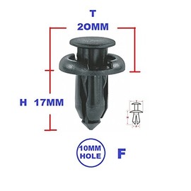 Xtremeauto® Black 10mm Hole Plastic Car Fixing Clips x 10 Includes Sticker Part Number XA06A