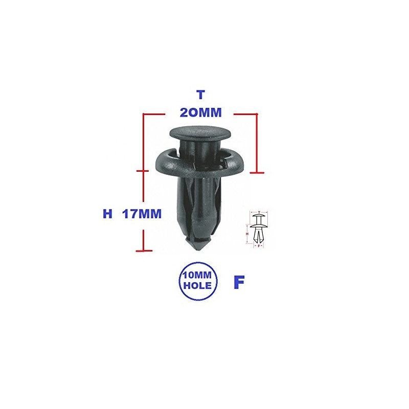 Xtremeauto® Black 10mm Hole Plastic Car Fixing Clips x 10