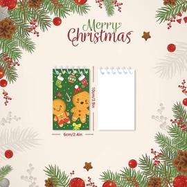8 Pcs A7 Christmas Mini Spiral Notebook,Gingerbread Man Snowman Santa Claus Elk Penguin Small Wirebound Pocket Blank Journal Note Books Notepad for Party Favor Home Office School Classroom Supplies