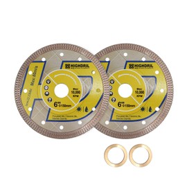 HIGHDRIL Diamond Saw Blade - 2pcs 6 Inch Diamond Tile Blade Disc Cutting Porcelain Tile Ceramic Granite Marble Dry or Wet Use Circular Saw Blade with Turbo X Mesh