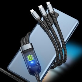 Transparent Luminous 3 In 1 Super Fast Charging Cable，Universal Charging Cable，Portable 100w Multi Charging Cable，3 In 1 Charging Cable(2m)