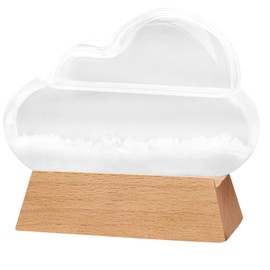 Storm Cloud Weather Predictor, Storm Glass Weather Predictor Ornament with Wood Base, Weather Predicting Globe Storm Glass Cloud Forecaster for Home Garden