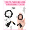 Henoyso 20 Pcs Cheer Beaded Wristlet Keychains Bulk Acrylic Cheer