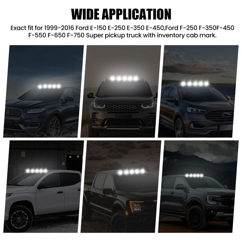 Gonice White 12 LED Cab Lights - 5PCS Smoked Roof