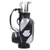 Mini Desktop Golf Bag Pen Clock Zinc Alloy PU Leather
