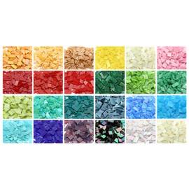 Lanyani Glass Mosaic Tiles for Art Crafts, 4 Shapes Mixed Colorful Glass Tiles Tiffany Stained Glass Pieces, 200 Pieces, Square/Rectangle/Diamond/Triangle,Blue Purple