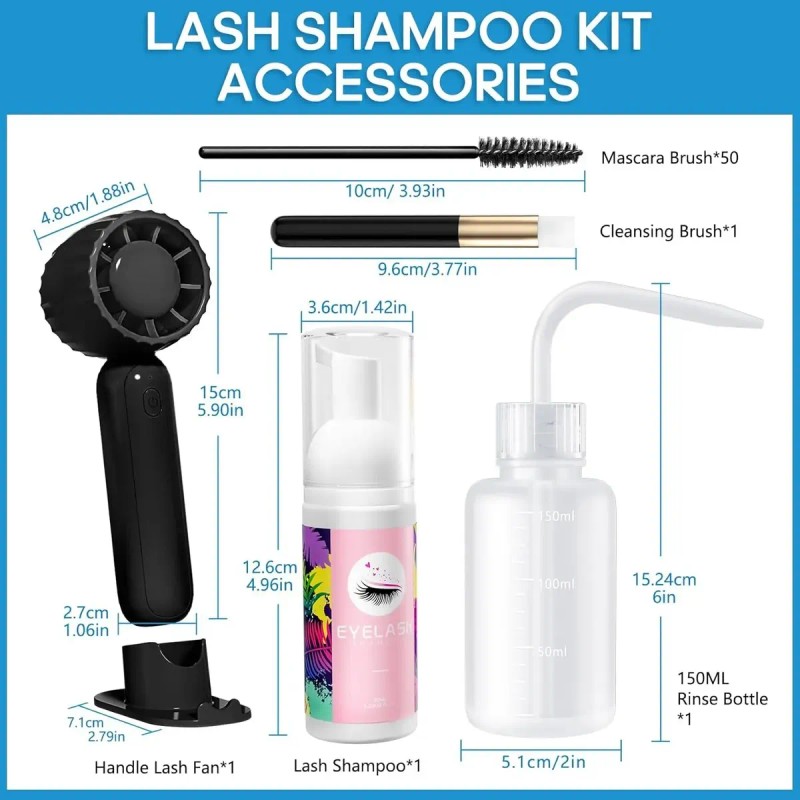 Kit Shampoo Espuma Para Pestañas Y Brocha Para Extensiones