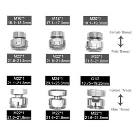 HATOOLHA® 2 x Swivel Faucet Adapter, 360 Degree Brass Thread Tap Adapter, Faucet Aerator Connector (Female Thread to Male Thread, 22mm - 22mm)