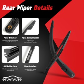 OTUAYAUTO Rear Wiper Arm Blade Set - Replacement for Chrysler 300C 2005-2009, Dodge Magnum 2005-2008, Nitro 2007-2009 OEM 5140654AA for Back Windshield