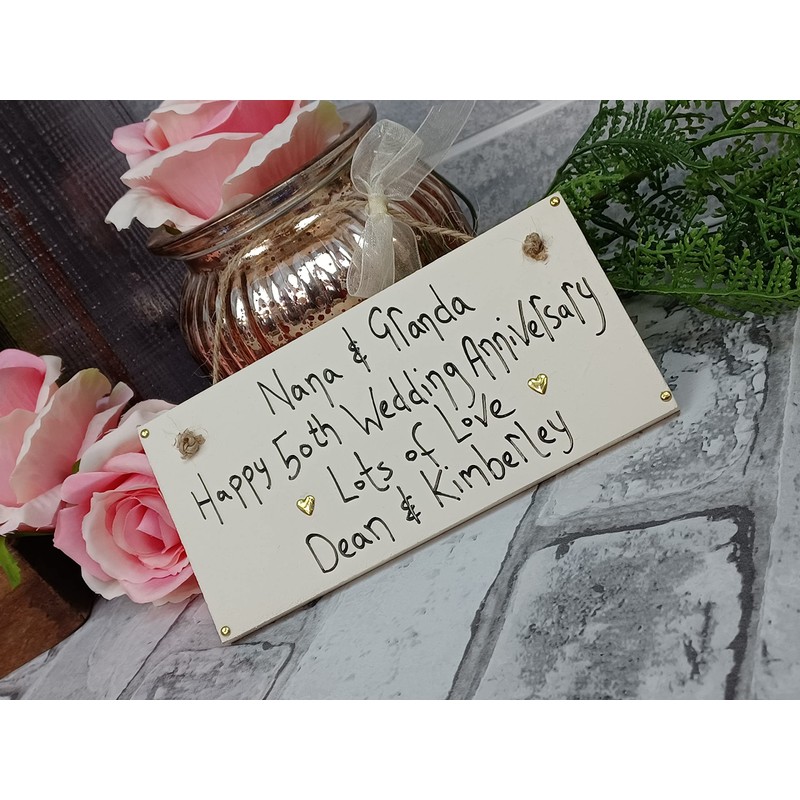 MadeAt94 Nana and Grandad 50th Golden Wedding Anniversary Gift Wooden