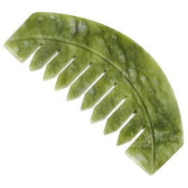 LALADEFIEE Natural Jade Stone Comb for Hair - Lightweight Gua Sha Scraping Comb for Women - Detangling Massage Head Comb Engraved Carving Design Ideal for Ladies Hair Care and Wellness