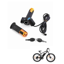 E Throttle 22mm Twist Throttle Accelerator with Switch LED Voltage Display and Key Knock, 2M Lenghth Cable, Universal Throttle Handlebar for Scooters tructcle and