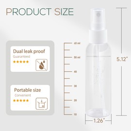 ZIZEMOJA 2OZ 3Pack Small Spray Bottle 60ml, Clear Plastic Mini Spray Bottle, Empty Travel Spray Bottle for Face, Toner, Liquids, Essential Oils, with Labels